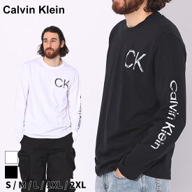 クーポン利用でさらに1000円OFF カルバンクライン Tシャツ Calvin Klein メンズ ロンT カットソー 長袖 かすれ ロゴ プリント クロ 黒 シロ 白 ブランド トップス 綿100％ シャツ 大きいサイズあり CK40QC827