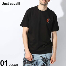 ジャスト カヴァリ Tシャツ Just cavalli メンズ カットソー 半袖 バックロゴ プリント クロ 黒 ブランド トップス シャツ コットン100％ 大きいサイズあり JC76OAHV02