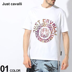 ジャスト カヴァリ Tシャツ Just cavalli メンズ カットソー 半袖 タイガーエンブレム プリント 黒 クロ ブランド トップス シャツ 大きいサイズあり JC76OAHC17