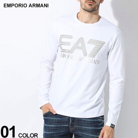 アルマーニ Tシャツ EMPORIO ARMANI EA7 エンポリオアルマーニ メンズ ロンT カットソー 長袖 ネオンBIGロゴ シロ 白 ブランド トップス 大きいサイズあり 3DPT38PJMUZ