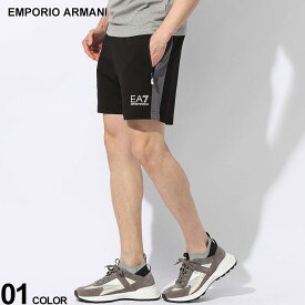 アルマーニ パンツ EMPORIO ARMANI EA7 エンポリオアルマーニ メンズ ショートパンツ 切替 ロゴ ウエストコード クロ 黒 ブランド ボトムス ショーツ 大きいサイズあり EA73DPS58PJLIZ