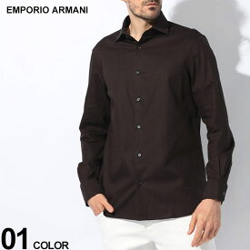 アルマーニ シャツ EMPORIO ARMANI エンポリオアルマーニ 長袖シャツ コットン 総柄ロゴ クロ 黒 ブランド トップス レギュラーフィット 大きいサイズあり EA3D1C861NIUZ