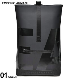 EMPORIO ARMANI (エンポリオ アルマーニ) ラバー仕上げ 背面メッシュ オーバーサイズEAロゴ スリムバックパック EAY4O440YQ14 ブランド メンズ 男性 バッグ 鞄 リュック 旅行 ジム