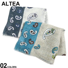 ALTEA (アルテア) 麻混 ペイズリー＆ドット総柄 ストール AT2450100 ブランド メンズ 男性 ストール ショール リネン