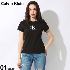 Calvin Klein (カルバンクライン) ロゴプリント クルーネック 半袖 Tシャツ CKLJ20J222343 ブランド レディース トップス Tシャツ 半袖 シャツ