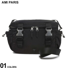 AMI PARIS (アミパリス) 撥水ナイロンキャンバス ワンポイトロゴ ストラップ付 メッセンジャーバッグ AMULL183AW0021 ブランド メンズ 男性 バッグ 鞄 ショルダー