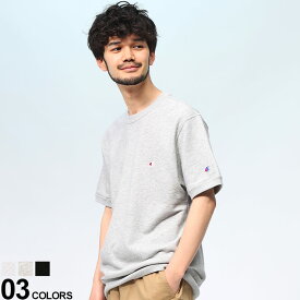 Champion (チャンピオン) 裏毛 ワンポイントロゴ 無地 クルーネック 半袖 スウェットTシャツ C3Z020 メンズ 男性 トップス シャツ Tシャツ クルー 半袖