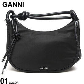 GANNI (ガニー) ナイロン レザータイハンドル シルバーロゴ 2WAY ハンドバッグ GNA4479 ブランド レディース バッグ 鞄 ショルダー バッグ