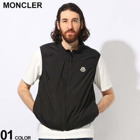 MONCLER (モンクレール) 胸元ジッパーポケット付き ロゴパッチ ナイロンベスト MCARASHI4 ブランド メンズ 男性 アウター ベスト スタンド ナイロン