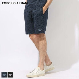 EMPORIO ARMANI (エンポリオ アルマーニ) 総柄ロゴ ワンポイント刺繍 ショートパンツ EAU1110044R566 ブランド メンズ 男性 ボトムス 半ズボン ショーパン