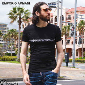 EMPORIO ARMANI (エンポリオ アルマーニ) オーガニックコットン フロントロゴ クルーネック 半袖 Tシャツ EAU1110354R729 ブランド メンズ 男性 トップス アンダーシャツ 部屋着