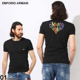 EMPORIO ARMANI (エンポリオ アルマーニ) レインボーロゴ バックプリント クルーネック 半袖 Tシャツ EAU1110354R513 ブランド メンズ 男性 トップス シャツ 半袖シャツ
