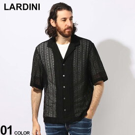 LARDINI (ラルディーニ) 総レース フルボタン オープンカラー 半袖 シャツ LDBRODYSC1825 ブランド メンズ 男性 トップス シャツ 半袖シャツ