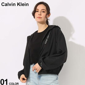 Calvin Klein (カルバンクライン) ロゴテープ 無地 フード付き ナイロンブルゾン CKLJ20J223353 ブランド レディース アウター ジャケット ブルゾン