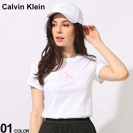 Calvin Klein (カルバンクライン) Calvin Klein jeans フロントロゴ クルーネック 半袖 Tシャツ CKLJ20J222343 ブランド レディース トップス 半袖 Tシャツ