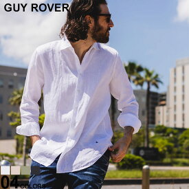 クーポン利用でさらに1000円OFF GUY ROVER ギローバー リネン 麻 100％ メンズ 長袖 シャツ ブランド 裾ワンポイント ベーシックGRGR116L541300 男性 トップス カジュアルシャツ