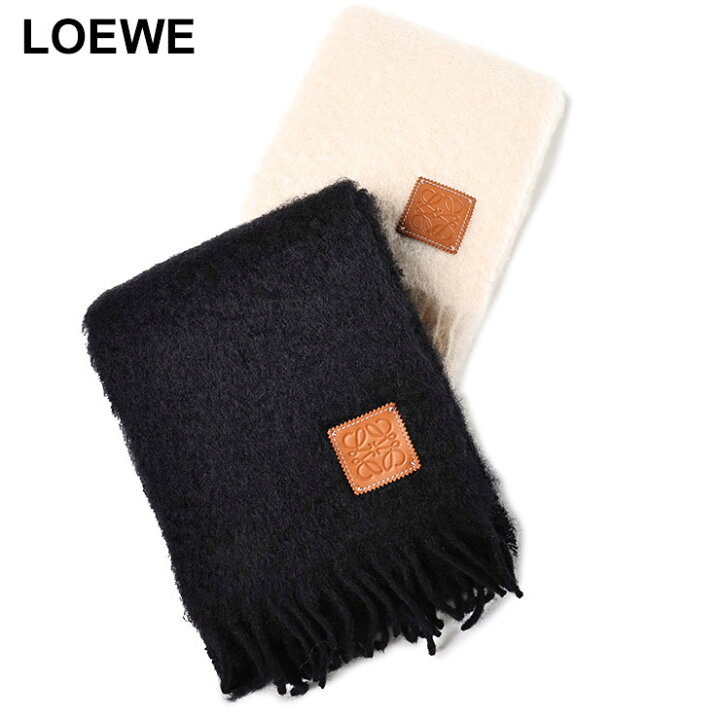 楽天市場】ロエベ LOEWE モヘア＆ウール レザーパッチ マフラー  