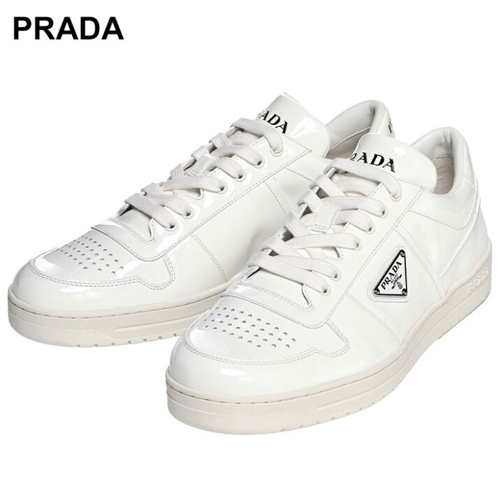 楽天市場】プラダ PRADA パテントレザー メタルロゴ ダウンタウン 