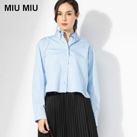 【最大10,000円OFFクーポン配布】ミュウミュウ シャツ MIU MIU レディース 裾カットオフ ボタンダウン ボックスシルエット ポプリンシャツ MIUMK1659 ブランド トップス 長袖 sale_8_a