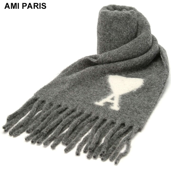 楽天市場】アミパリス AMI PARIS ロゴ フリンジ ロングマフラー 