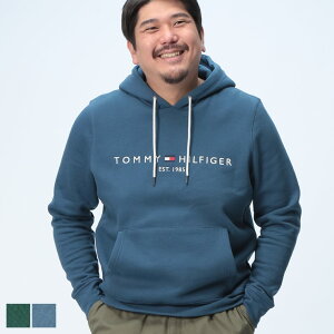 トミーヒルフィガー Tommy Hilfiger プルオーバー パーカー 大きいサイズ メンズ 裏起毛 ロゴ刺繍 ポケット付きトップス 長袖 起毛 秋冬 1XL 2XL 3XL グリーン ブルー
