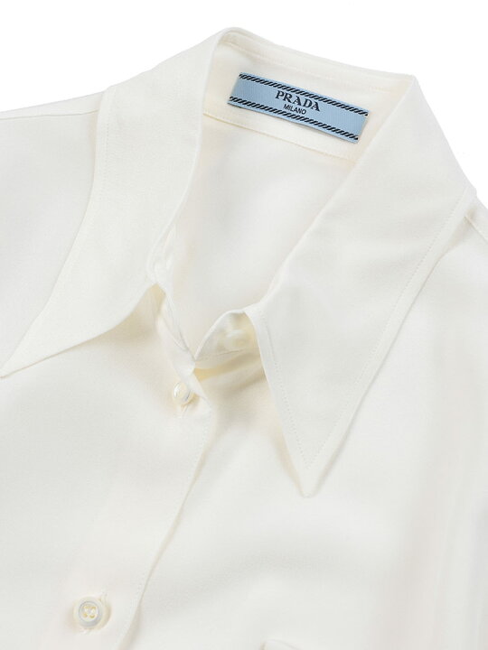 楽天市場】プラダ PRADA シルク 立体ロゴ 長袖 シアーシャツ 