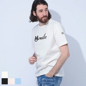【最大20,000円OFFクーポン配布中】 モンクレール MONCLER 刺繍ロゴ クルーネック 半袖 Tシャツ MC8C0001189AJS ブランド メンズ 男性 トップス Tシャツ 刺繍 コットン 春 夏