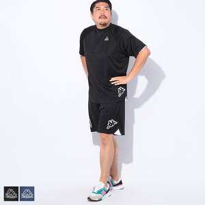 Kappa (カッパ) メッシュ Tシャツ&ショートパンツ セットアップ 吸水速乾 UVカット 215311 大きいサイズ メンズ 上下セット スポーツ トレーニング