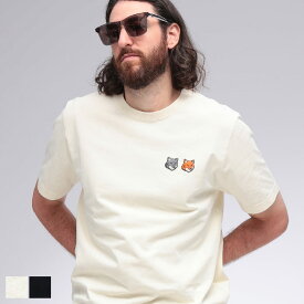 【10%OFFクーポン配布中】 メゾン キツネ Maison Kitsune ダブル ボールド フォックスヘッド コンフォートクルーネック 半袖 Tシャツ DOUBLE BOLD FOX KNM011CFKJ0118 ブランド メンズ 男性 トップス Tシャツ 半袖 Tシャツ Tee ワッペン sale_1_a