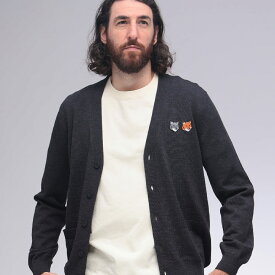 メゾンキツネ Maison Kitsune ダブル ボールド フォックスヘッド パッチ レギュラー カーディガン DOUBLE BOLD FOX KNM051CFKT1036 ブランド メンズ 男性 トップス カーディガン 長袖 ニット ワッペン 羽織り sale_1_f