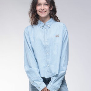 �~���E�~���E MIU MIU ���S�h�J �X�g���C�v ���� �N���b�v�h�V���c MIUGWC13117NO �u�����h ���f�B�[�X �g�b�v�X �V���c �R�b�g�� �{�^���_�E�� �J�W���A�� sale_8_a