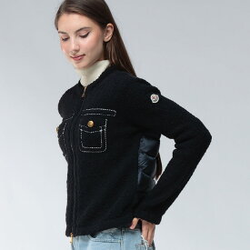 モンクレール MONCLER ポケットステッチ ノーカラー フルジップ バックダウン ニットジャケット MCL9B00005M7104 ブランド レディース アウター ジャケット ブルゾン ダウン ニット 秋 冬