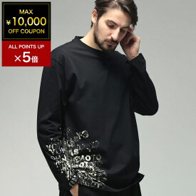 【最大10,000円OFFクーポン配布中】ワイスリー メンズ Tシャツ 長袖 Y-3 ロゴ グラフィックプリント クルーネック コットン カットソー Y3KR2239 ブランド トップス ブラック
