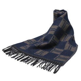 ランバン マフラー メンズ LANVIN カシミヤ混 スクエアチェック フリンジ マフラー LAN32LVMF540301 ブランド 小物 ネイビー プレゼント ギフト