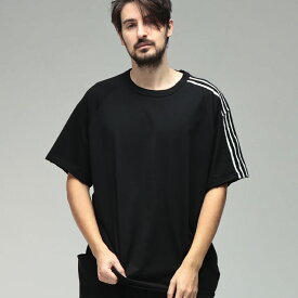 ワイスリー メンズ Tシャツ 半袖 Y-3 バック ロゴ スリーストライプ クルーネック カットソー Tシャツ Y3KQ9793 ブランド トップス ブラック