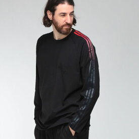 ワイスリー メンズ Tシャツ Y-3 長袖 グラデーション3ストライプ オーバーシルエット ロングスリーブ カットソー OVS GRD 3S LS T Y3KQ8586 ブランド トップス ロンT コットン クルー 秋 冬