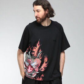 ワイスリー メンズ Tシャツ Y-3 半袖 demonプリント クルーネック ショートスリーブ カットソー GRAPHIC SHORT SLEEVE TEE Y3KQ8592 ブランド トップス クルー 丸首 柄 鬼プリント デザイン sale_1_a