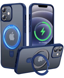 iPhone 15 用 ケース 超強磁力 米軍MIL規格 耐衝撃 高耐久性 隠しスタンド 指紋防止 マット仕上げ 黄変防止 薄型半透明 スマホケース ストラップホール付き ワイヤレス充電対応 アイフォン15 ケース（ブラック）