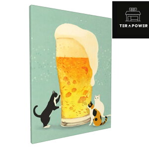 ポスター アートパネル 三匹の猫とビール 絵画 北欧 アートポスター 人気 インテリア おしゃれ アートフレーム 壁掛け絵画 木枠付き Arts 装飾画 壁掛け 部屋飾り 壁飾り 玄関に飾る 壁ポスタ