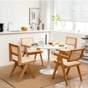 折り畳みダイニングチェア 木製 北欧レトロ 籐編み 無垢材 通気性 背もたれ付き 省スペース 収納便利 椅子