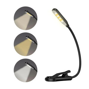 ブックライト クリップライト 卓上ライト 読書灯 寝ながら 読書ライト 譜面台ライト 3段階調色調光 目に優しい 充電式 勉強/常夜灯/夜間照明 (ブラック)