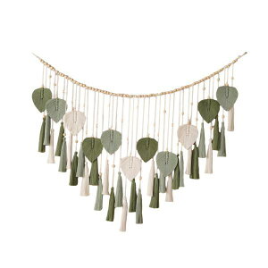 マクラメ壁掛けタペストリー 葉タッセルタペストリー 織タペストリー 壁アート装飾 パーティー 寮 ホーム 新築祝い ギフト