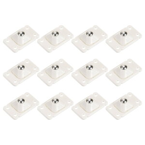 Tミニ粘着ホイール ABSとステンレス鋼 万能キャスターホイール 360度回転粘着プーリー 家具収納ボックス用 ホワイト 12