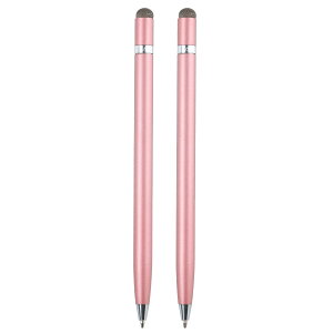 T 2本セットのメタルスタいラスペン ボールペン 2 in 1 全ての容量性タッチスクリーンデバイスに対応するユニバーサルインクペン ラバースタいラスチップ付き ローズ金