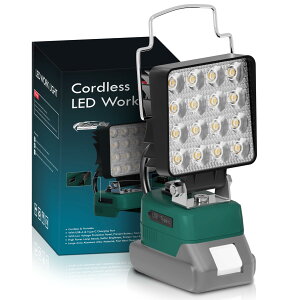 マキタ ライト18Vバッテリー互換 充電式 ワークライト LED フラッドライト コードレス作業灯 LED投光器手提げ付 スマホ充電 USB充電 Type-C充電 超高輝 携帯型 工事現場/非常用照明/屋外作業/キャ