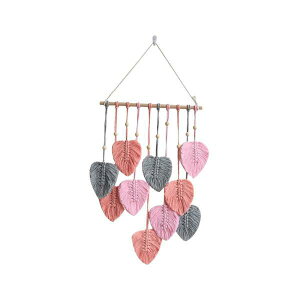 マクラメ壁掛け織タペストリーボヘミアン背景アパートの寝室寮ピンク