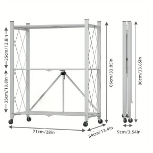 インストール不要 リムーバブル折りたたみ折りたたみ電子レンジ収納ラック車輪付きローリング取り外し可能なカートラック多層金属製収納ラック家庭用多目的オーガナイザーシェルフ自宅