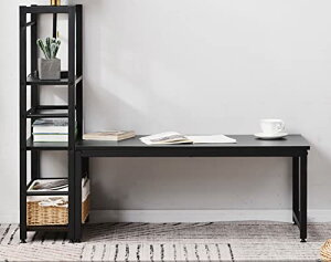 パソコンデスク ロータイプ デスク 一体分離両用 3段シェルフ付 ローデスク シェルフ付きデスク 収納ラック付 左右入替可 机 デスク付きシェルフ 収納棚付き ミシン台 パソコンラック PCデ