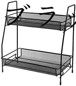 調味料ラック 取り外し可能 鉄 収納ラック デスクトップ収納ラック キッチン バスルーム 2段仕上げ ラック 黒