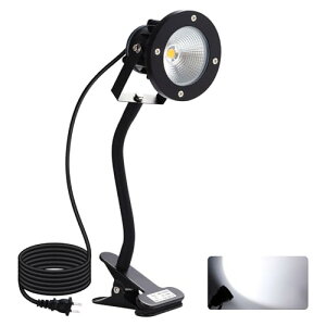 防水 LEDクリップライト 屋外 小型 防雨 防水型 電球色 2700K 7W 60W型相当 スイッチなし コード長3m 看板用 黒板用照明 店舗看板用 店頭看板 水槽灯 作業用ライト 六角レンチ付き (クリップラン